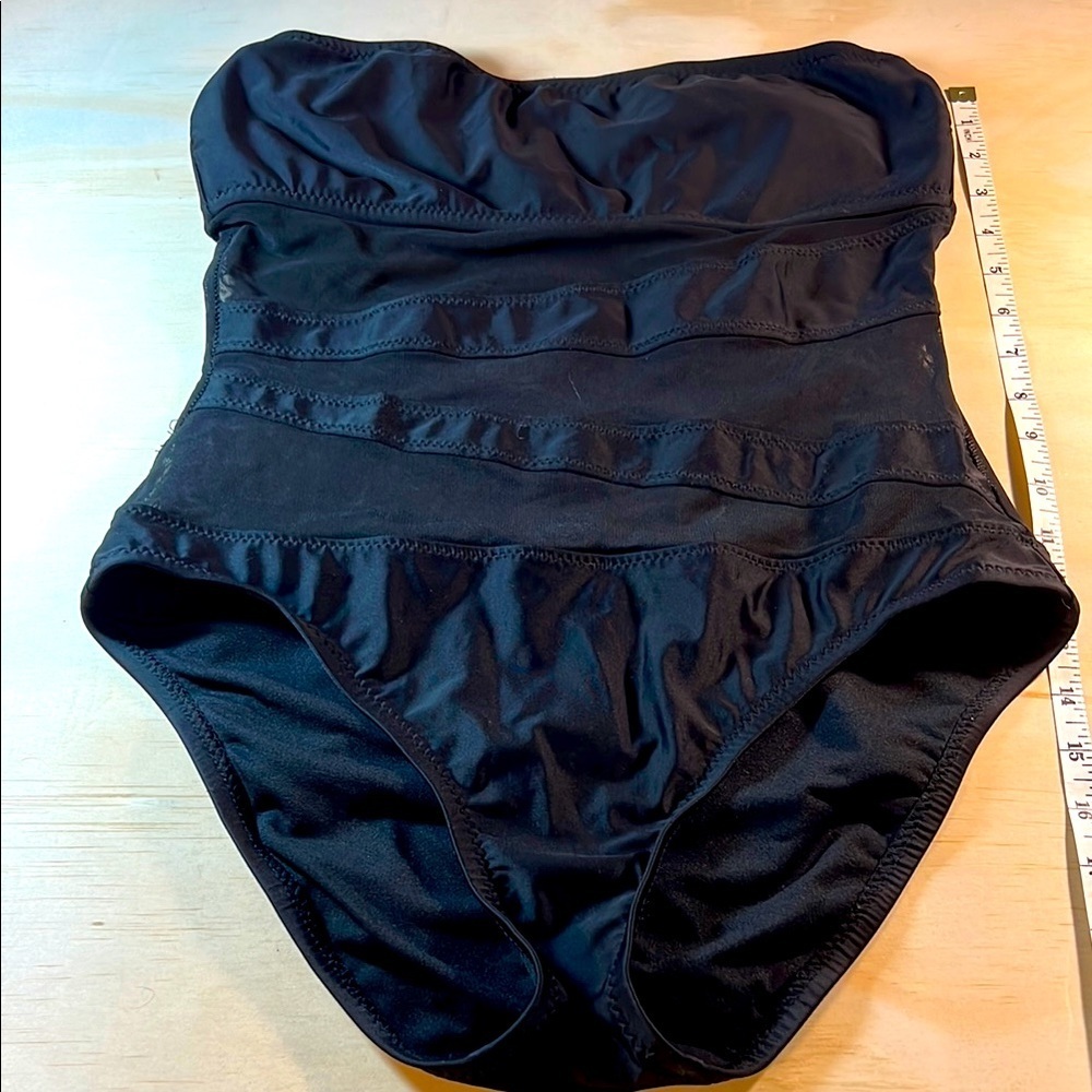 Elegant Black Women's Swimsuit with striped netting
